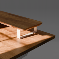 Sunlit wood desk shelf showing the open design