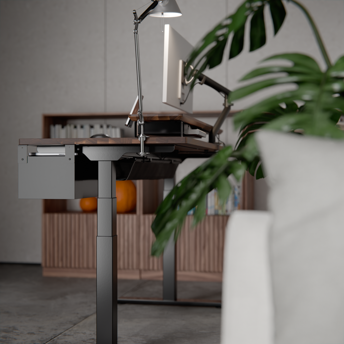 Dome standing desk — leg frame detail