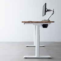 Side profile at standing height with monitor arm