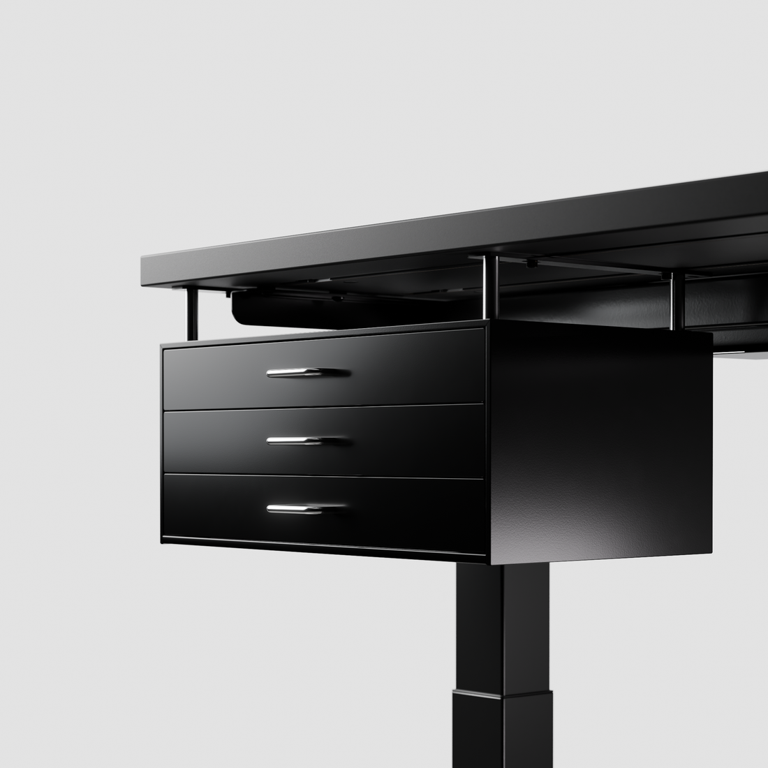 Three-tier under-desk drawer, black