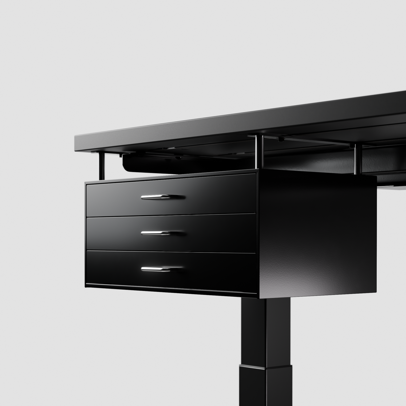 Three-tier under-desk drawer, black