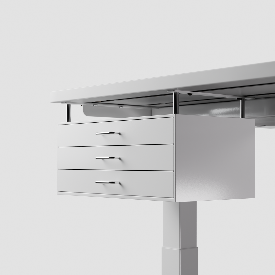 Three-tier under-desk drawer, white