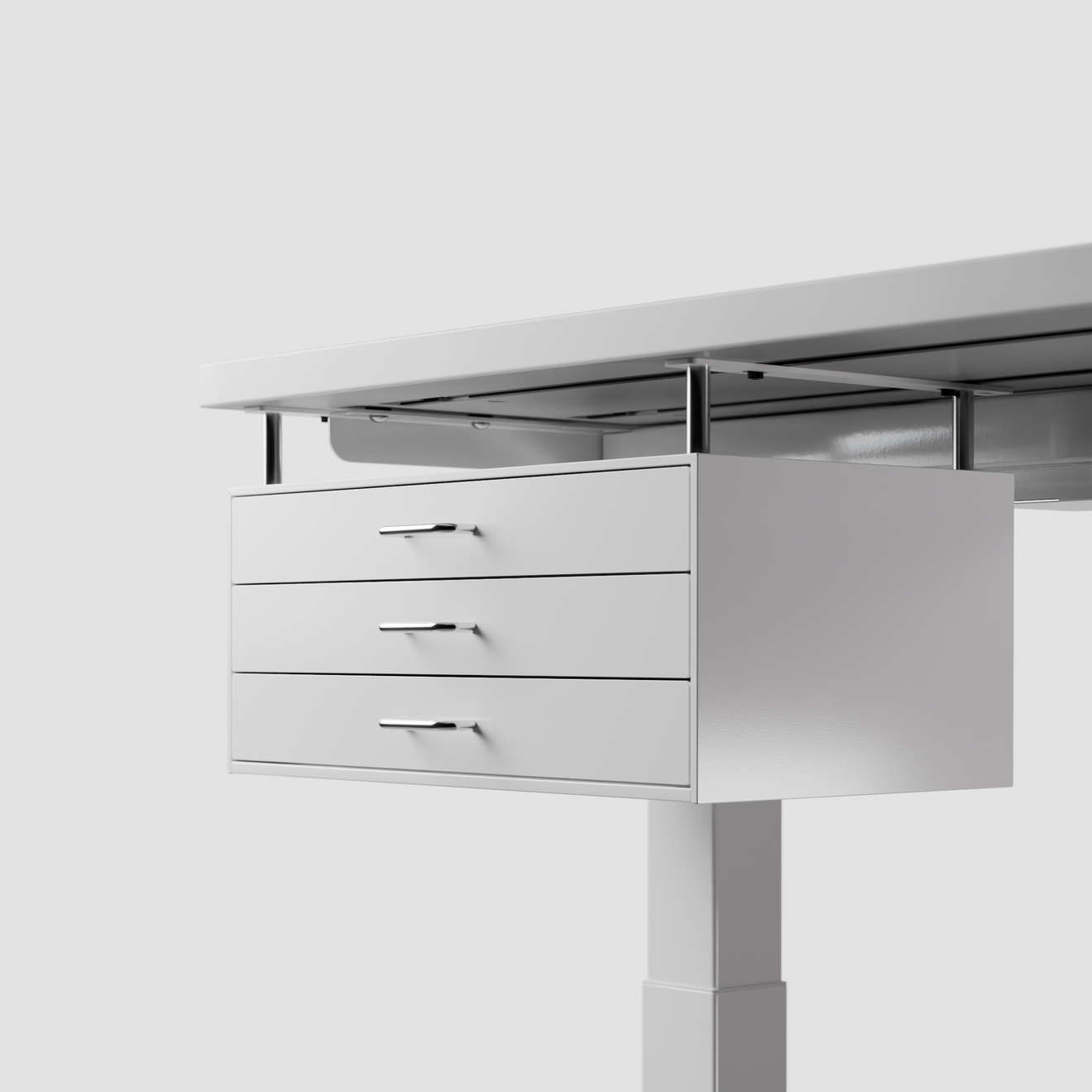 Three-tier under-desk drawer, white