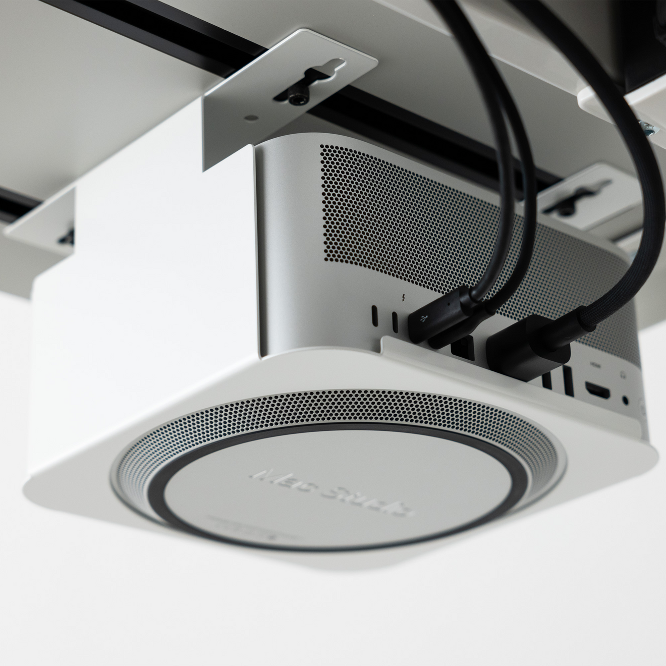 Mount for Mac Studio in White — mounting hardware
