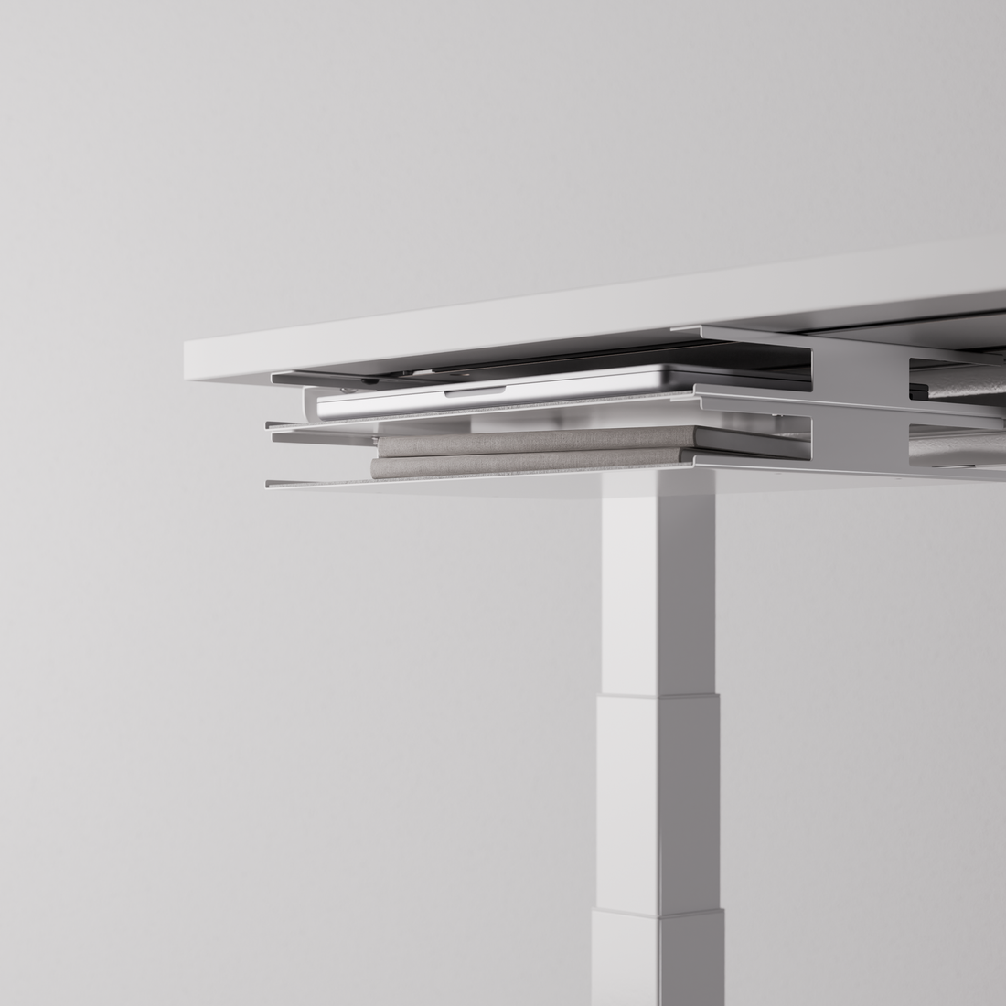 Two white trays stacked in a two-tier configuration