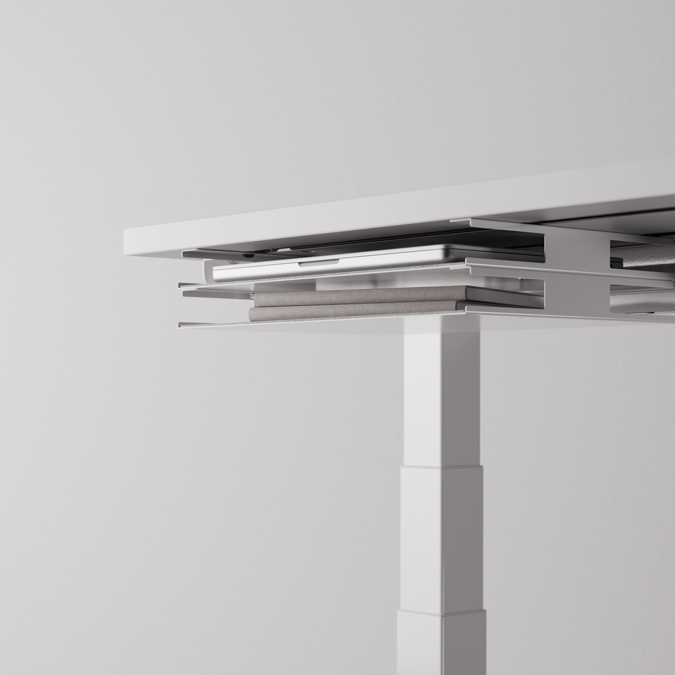 Two white trays stacked in a two-tier configuration