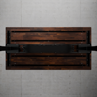 Underside rails of the walnut desktop for mounting accessories